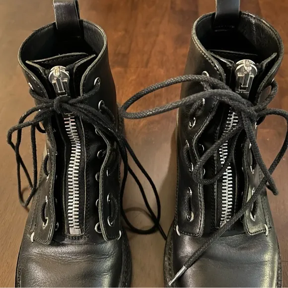 Rag &amp; Bone Cannon Boots Black Zip up Combat Size 36