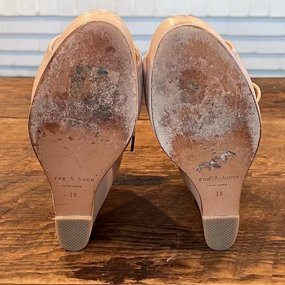RAG &amp; BONE LEATHER SAHARA LACE UP OXFORD WOMENS WEDGE SHOES