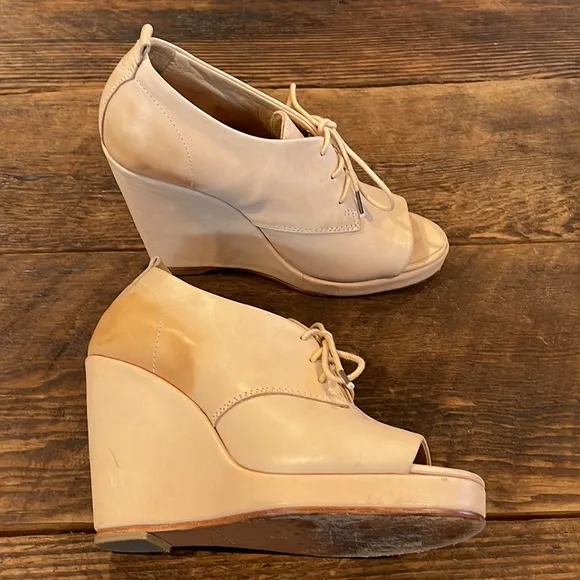 RAG &amp; BONE LEATHER SAHARA LACE UP OXFORD WOMENS WEDGE SHOES