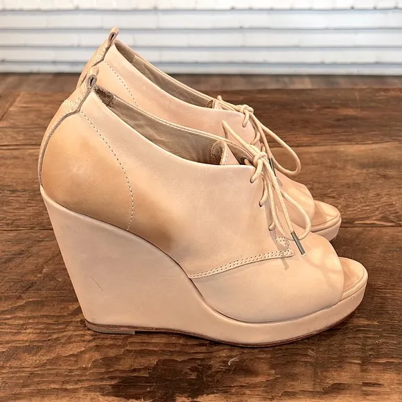 RAG &amp; BONE LEATHER SAHARA LACE UP OXFORD WOMENS WEDGE SHOES