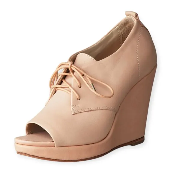 RAG &amp; BONE LEATHER SAHARA LACE UP OXFORD WOMENS WEDGE SHOES