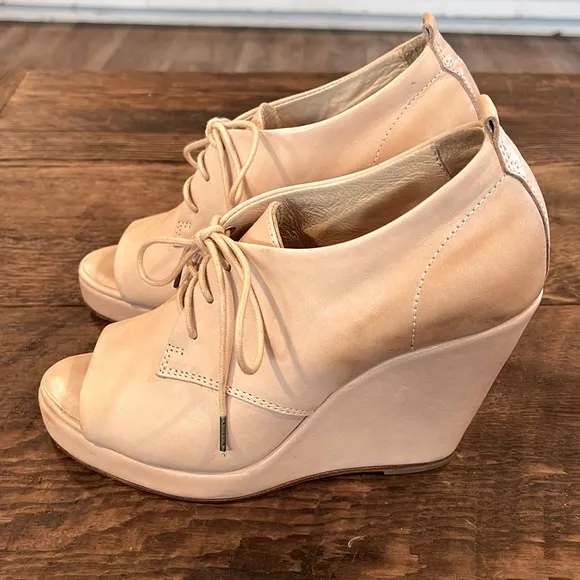 RAG &amp; BONE LEATHER SAHARA LACE UP OXFORD WOMENS WEDGE SHOES