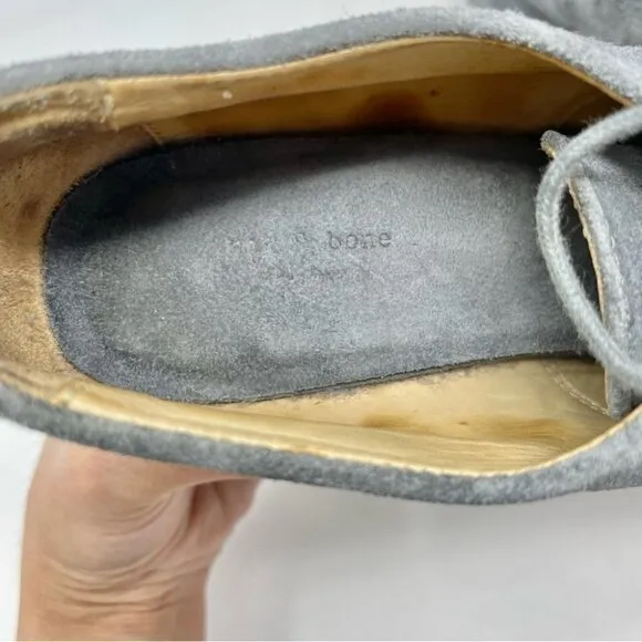 Rag &amp; Bone Sahara Grey Suede Open Toe Lace Up Platform Wedges Size 38