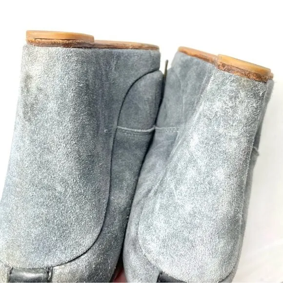 Rag &amp; Bone Sahara Grey Suede Open Toe Lace Up Platform Wedges Size 38