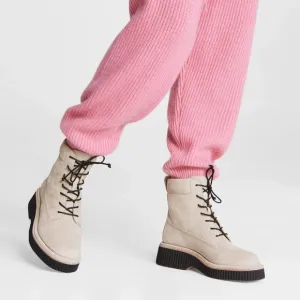 Rag &amp; Bone Sloane Lace-Up Combat Ankle Boots Paloma Beige Suede 39.5 9.5