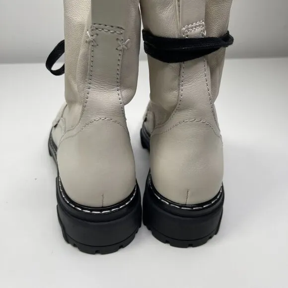 Rag and Bone Women's Black &amp; White Leather Lace Up Shiloh Boots Size US 8 EUR 38