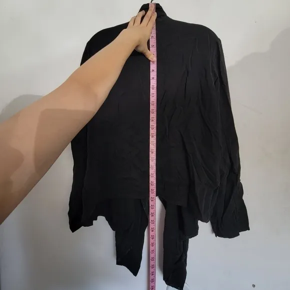 Rails Black Draped Waterfall Open Front Long Sleeve Cardigan Light Jacket Large