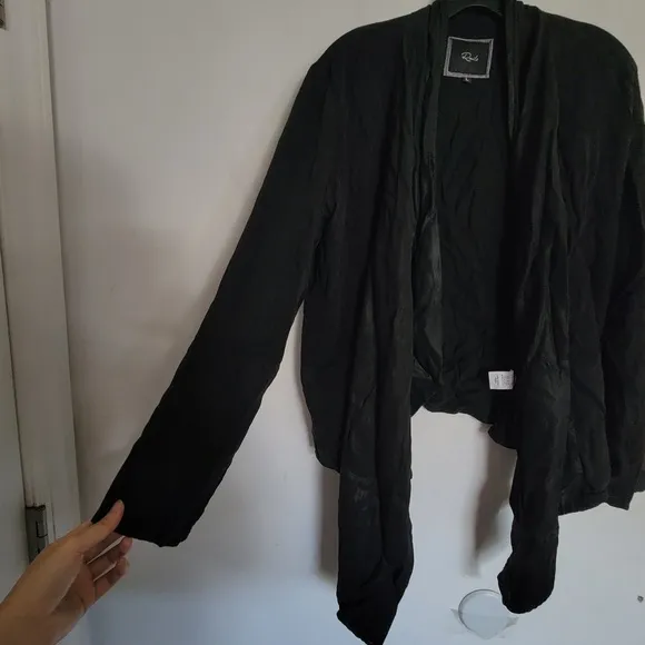 Rails Black Draped Waterfall Open Front Long Sleeve Cardigan Light Jacket Large