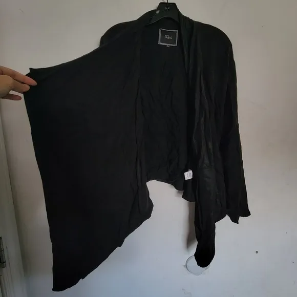 Rails Black Draped Waterfall Open Front Long Sleeve Cardigan Light Jacket Large
