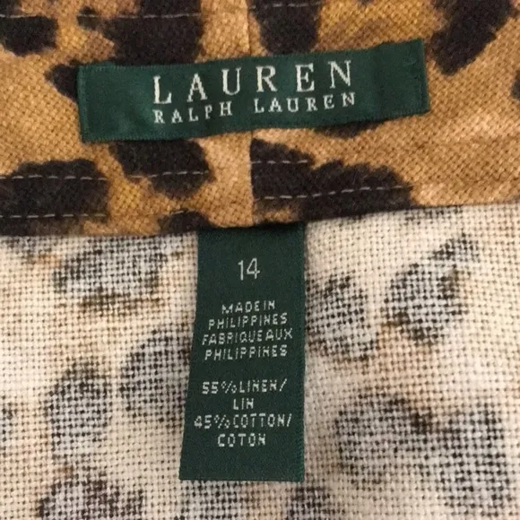 RALPH LAUREN size 14 Leopard print, button down skirt with pockets Aragon print