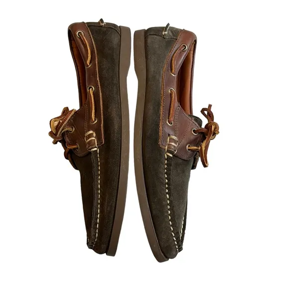 Ralph Lauren Two Tone Brown Suede and Leather Boat Shoes, Sz 10