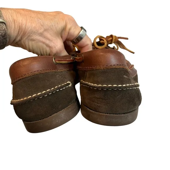 Ralph Lauren Two Tone Brown Suede and Leather Boat Shoes, Sz 10