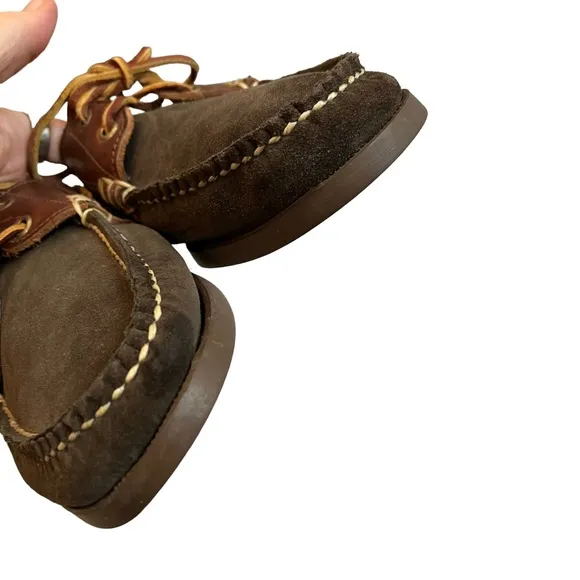 Ralph Lauren Two Tone Brown Suede and Leather Boat Shoes, Sz 10