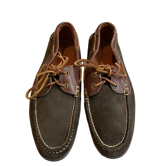 Ralph Lauren Two Tone Brown Suede and Leather Boat Shoes, Sz 10