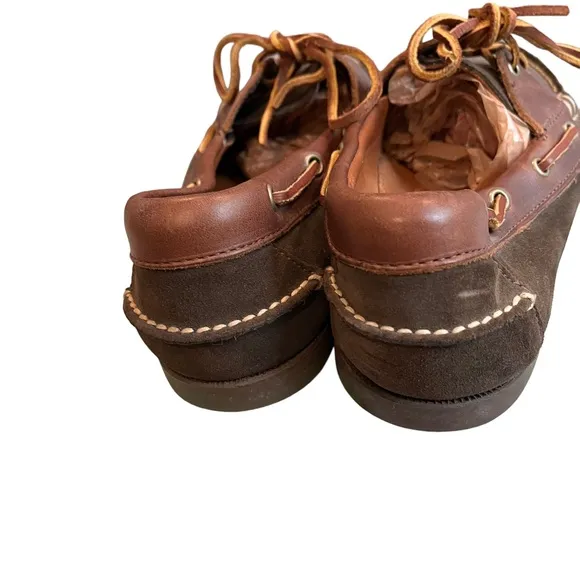 Ralph Lauren Two Tone Brown Suede and Leather Boat Shoes, Sz 10