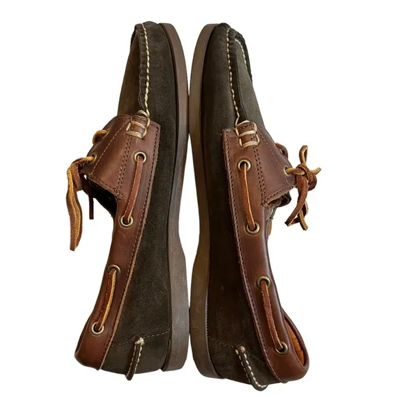 Ralph Lauren Two Tone Brown Suede and Leather Boat Shoes, Sz 10
