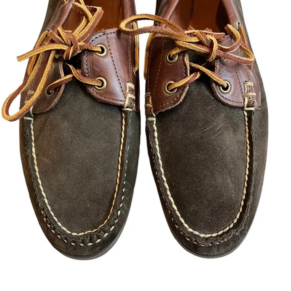 Ralph Lauren Two Tone Brown Suede and Leather Boat Shoes, Sz 10