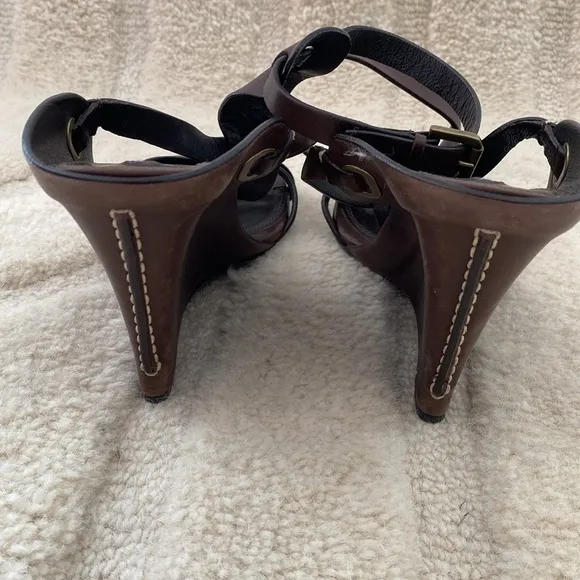 RALPH LAUREN | vintage Brown Strappy Women's wedges