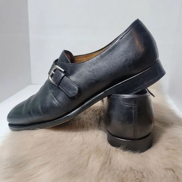 Ralph Lauren Mens Calf Monk Strap Black Leather Oxford Shoes Size 11