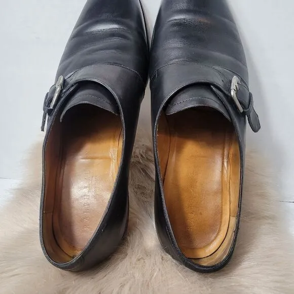 Ralph Lauren Mens Calf Monk Strap Black Leather Oxford Shoes Size 11