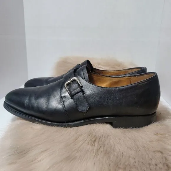 Ralph Lauren Mens Calf Monk Strap Black Leather Oxford Shoes Size 11