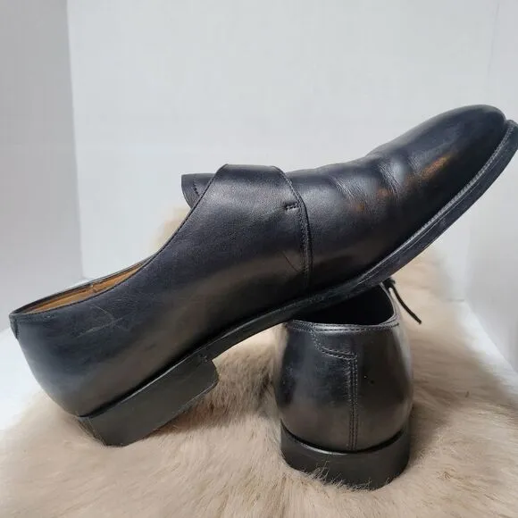 Ralph Lauren Mens Calf Monk Strap Black Leather Oxford Shoes Size 11