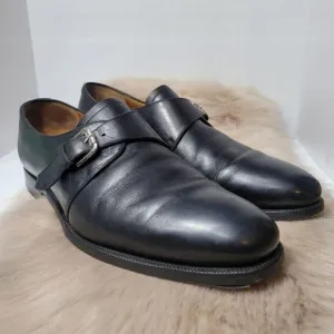 Ralph Lauren Mens Calf Monk Strap Black Leather Oxford Shoes Size 11