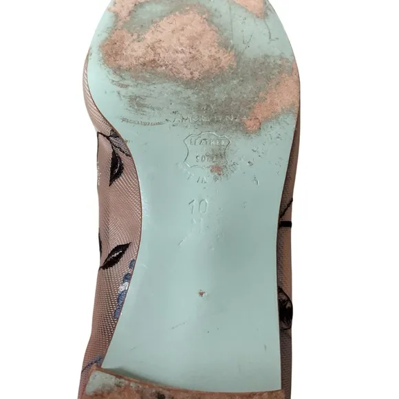 Ramon Tenza Blue Embroidered mesh ballet flats