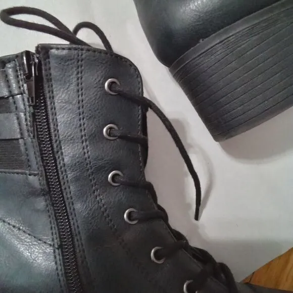 Rampage Kellin Boots Black Size 8.5M Lace Up Side Zipper