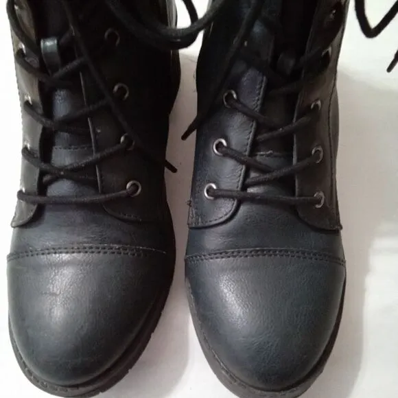 Rampage Kellin Boots Black Size 8.5M Lace Up Side Zipper