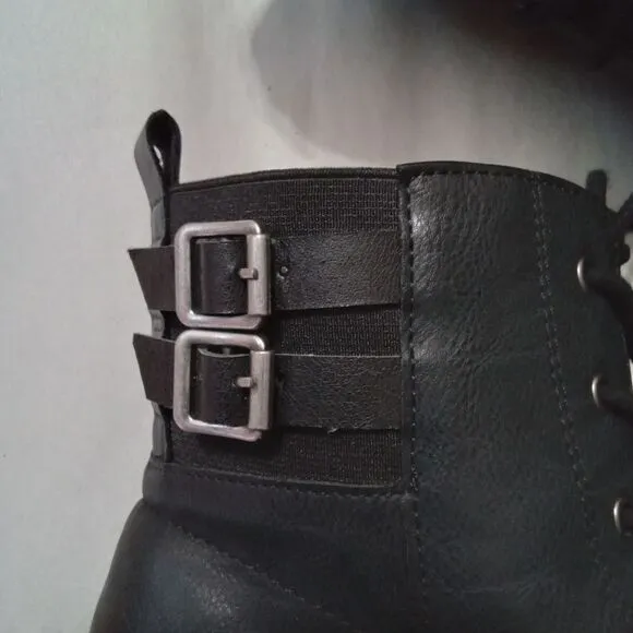 Rampage Kellin Boots Black Size 8.5M Lace Up Side Zipper