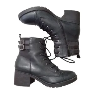 Rampage Kellin Boots Black Size 8.5M Lace Up Side Zipper