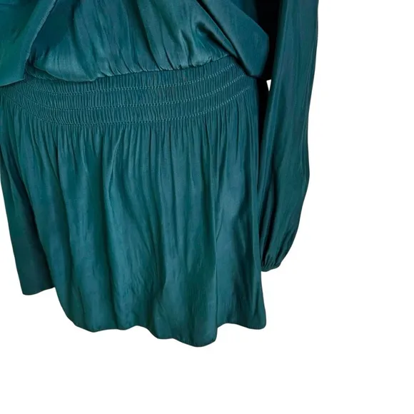 RAMY BROOK Lauren Spruce Green Cold Shoulder Long Sleeve Mini Dress Size S