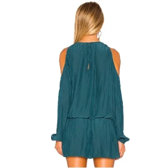RAMY BROOK Lauren Spruce Green Cold Shoulder Long Sleeve Mini Dress Size S