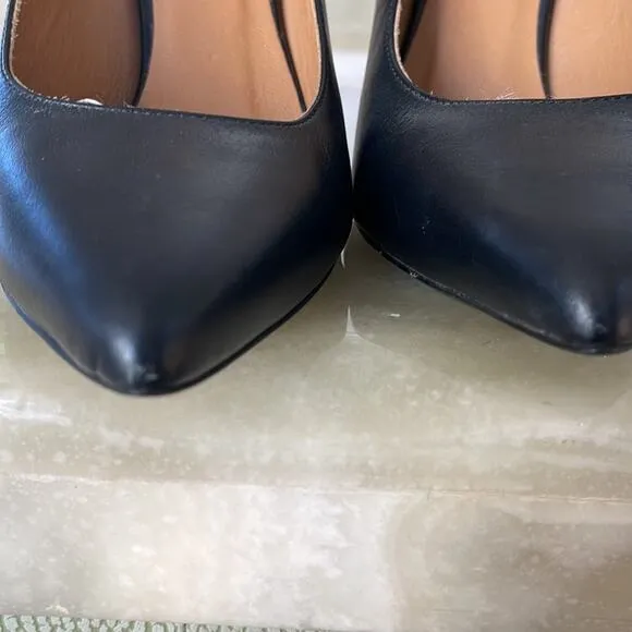 RAOUL Gun Metal Pointed Toe Wedges Block  Heel Pumps Black Size 36.5, USA 6.5