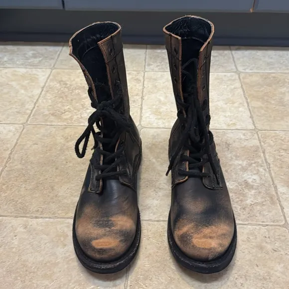 RARE Free People X Faryl Robin Distressed Lace-Up CombatBoots Combat Bo…