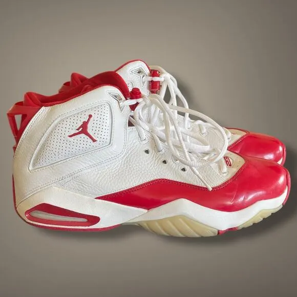 RARE Men's 315317-161 White &amp; Red Air Jordan B'Loyal Lace-Up Shoes EUC