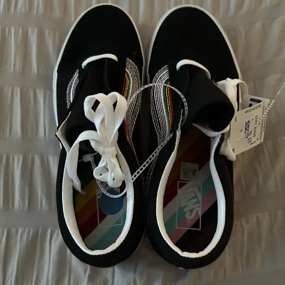 Rare Vans Black Shoes with Multicolor Stripe