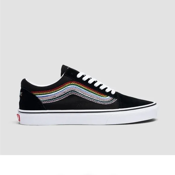 Rare Vans Black Shoes with Multicolor Stripe