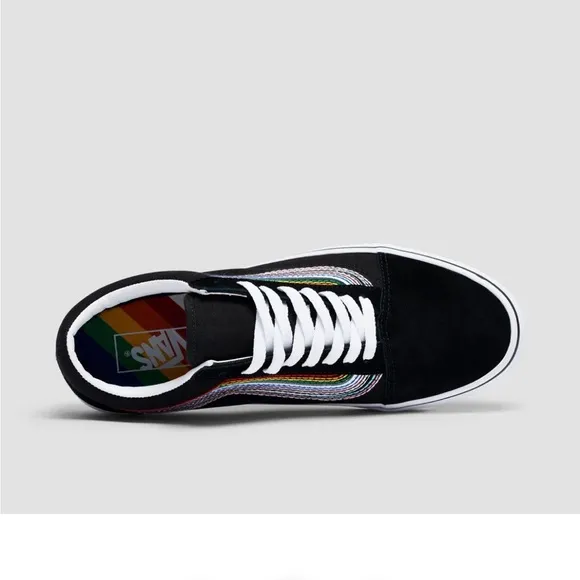 Rare Vans Black Shoes with Multicolor Stripe