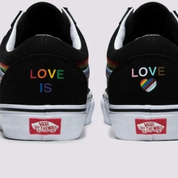 Rare Vans Black Shoes with Multicolor Stripe