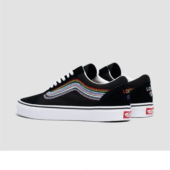Rare Vans Black Shoes with Multicolor Stripe