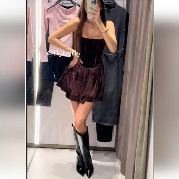 Rare! Zara Corset Velvet Mini Dress  Size XS S M