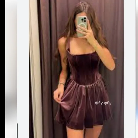 Rare! Zara Corset Velvet Mini Dress  Size XS S M