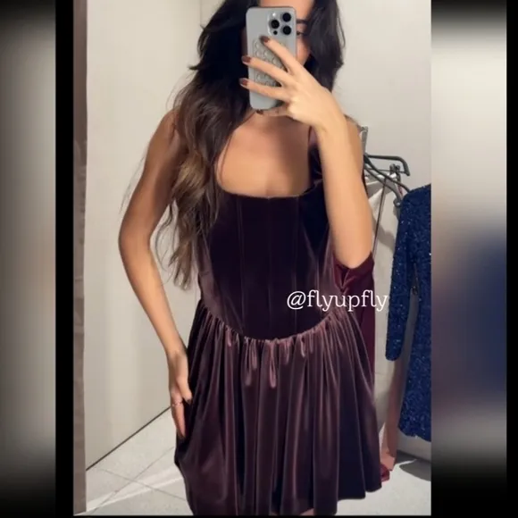 Rare! Zara Corset Velvet Mini Dress  Size XS S M