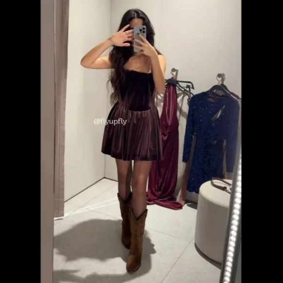Rare! Zara Corset Velvet Mini Dress  Size XS S M