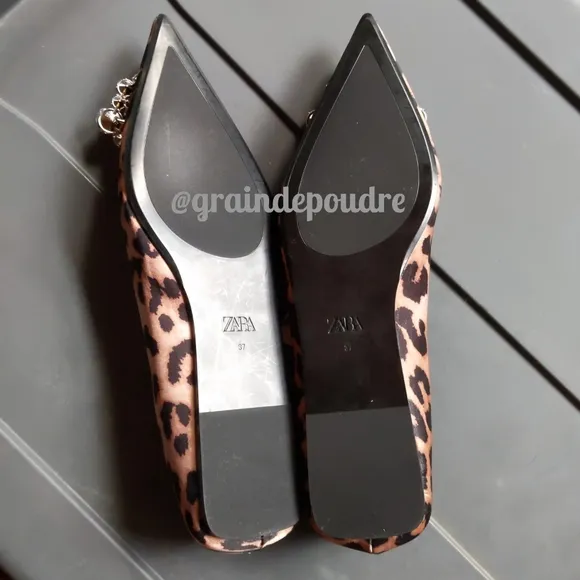 Rare! Zara Leopard Satin Rhinestone Jewel Front Pointy Ballet Flats 37 6.5