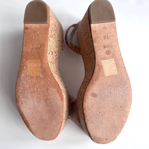 RAYE Olly Cork Platform Wedges Size 7.5