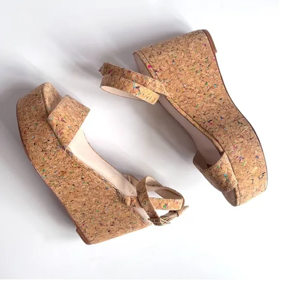 RAYE Olly Cork Platform Wedges Size 7.5