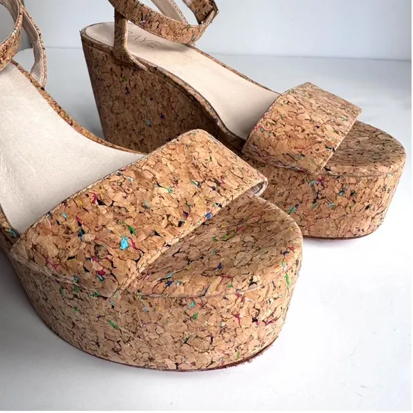 RAYE Olly Cork Platform Wedges Size 7.5
